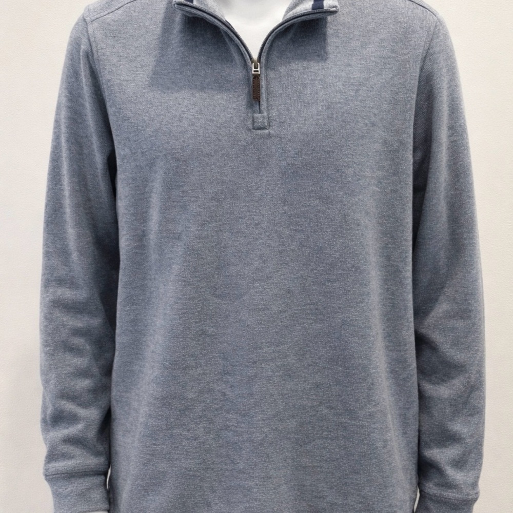 Mens Quarter Zip Pullover Large Gray Sweater Long Sleeve Casual Lightweight